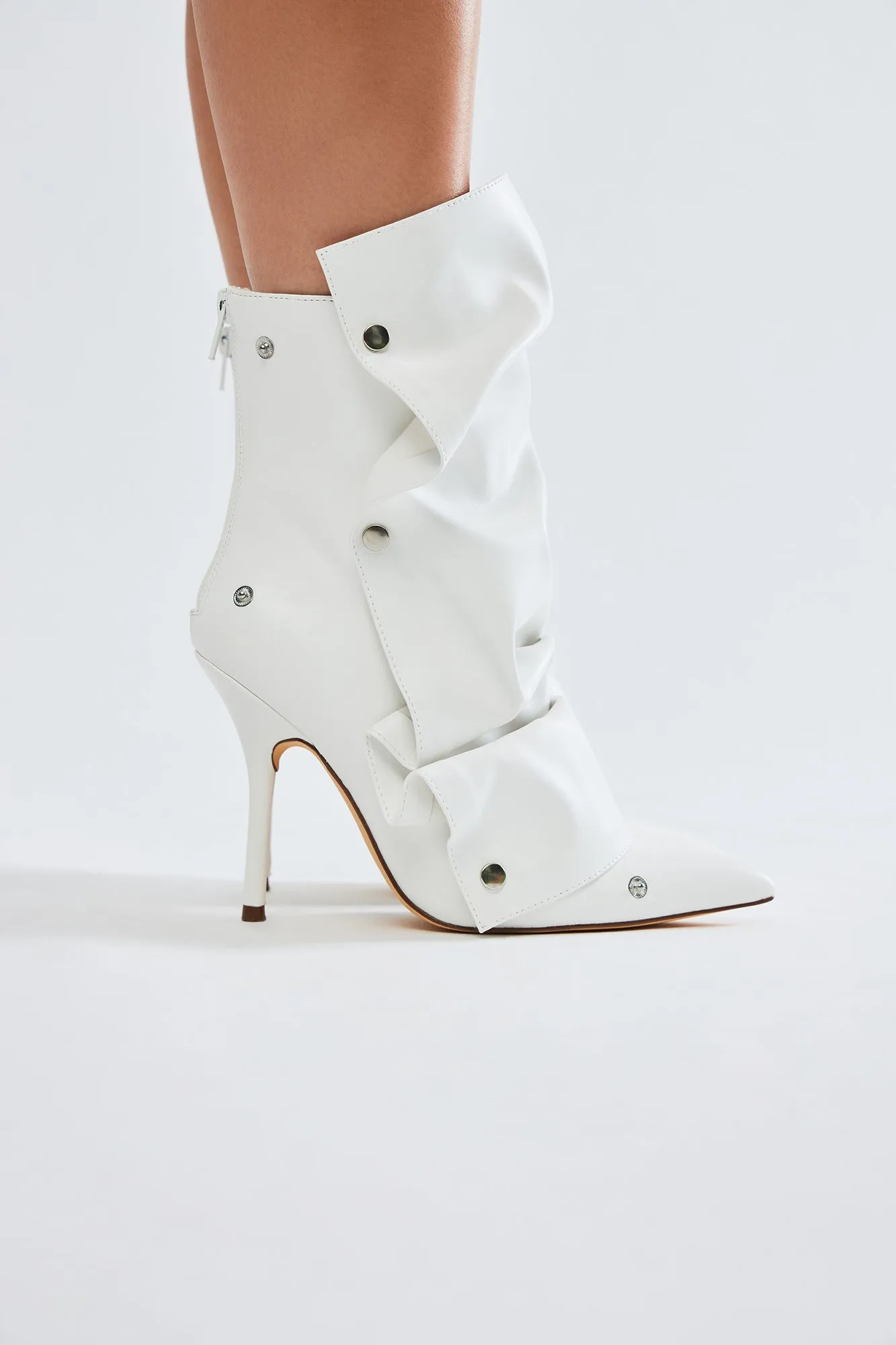Scarlett Snap Button Booties - White sold by Fashion Nova product image thumbnail 4