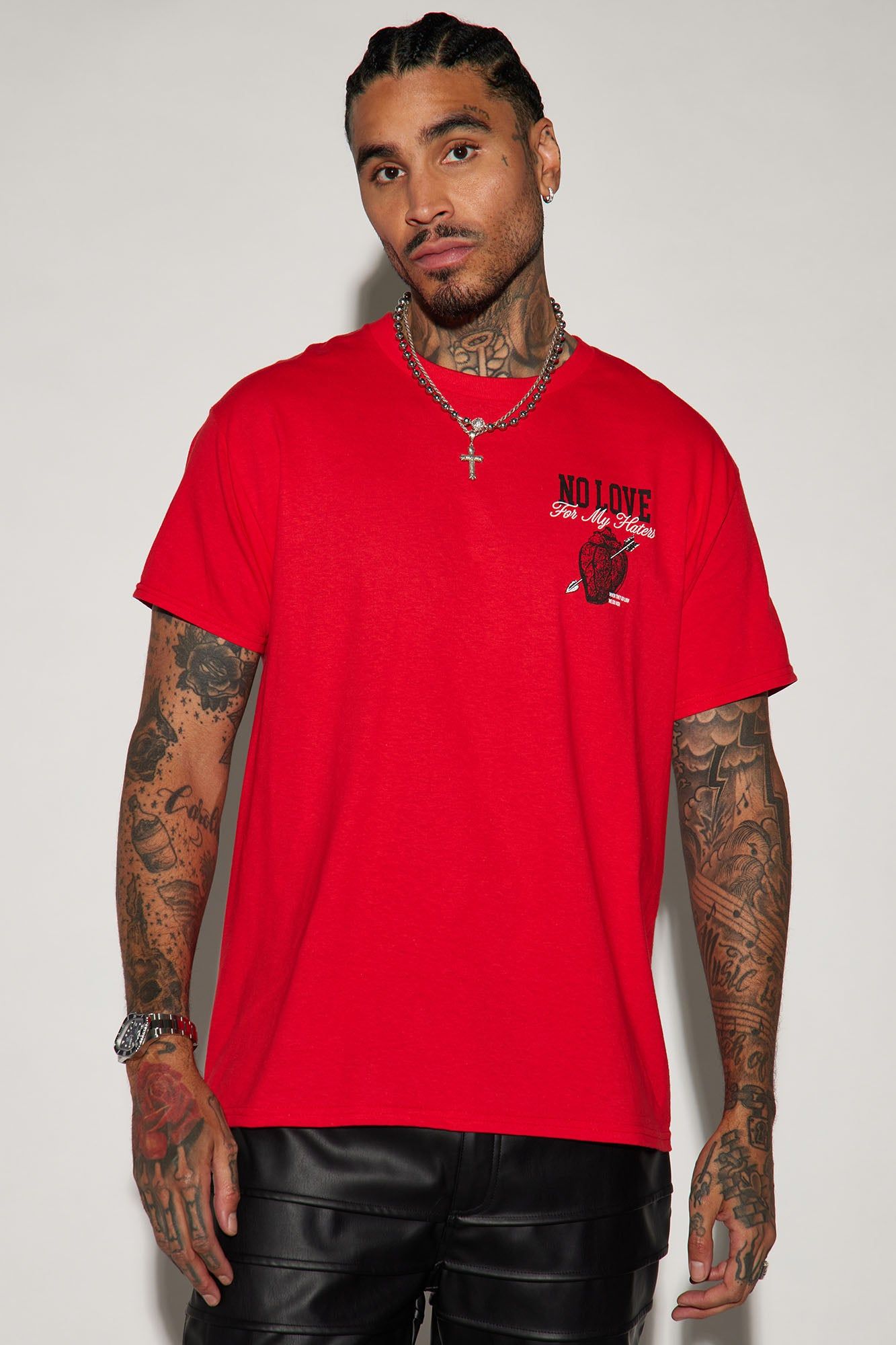 No Love For My Haters Short Sleeve Tee - Red sold by Fashion Nova