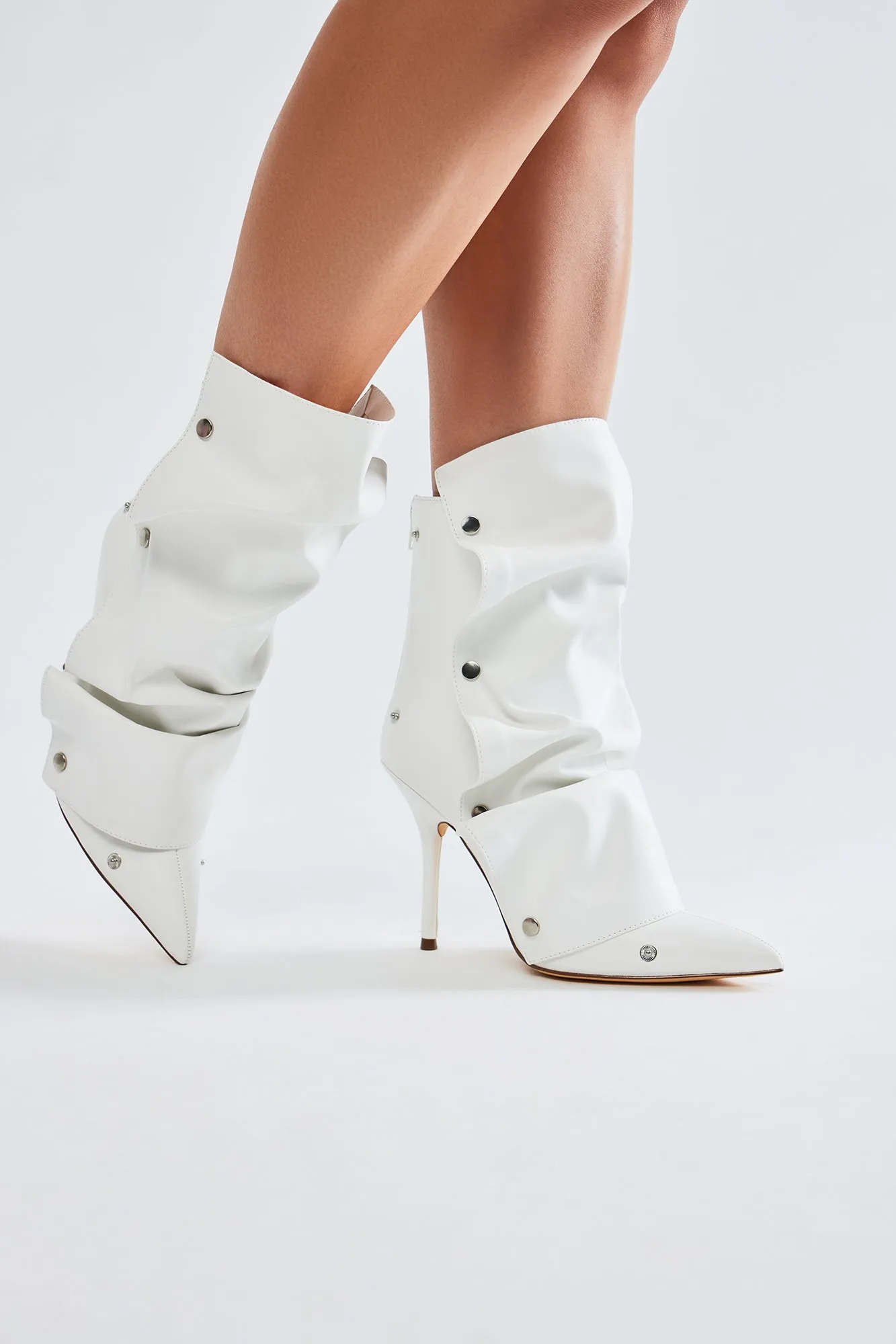Scarlett Snap Button Booties - White sold by Fashion Nova product image thumbnail 2