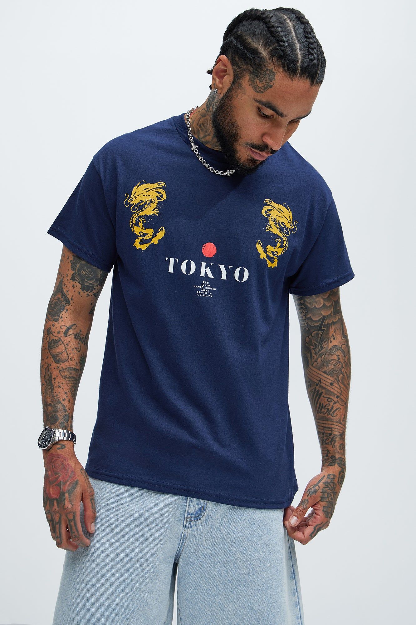 Tokyo Short Sleeve Tee - Navy sold by Fashion Nova