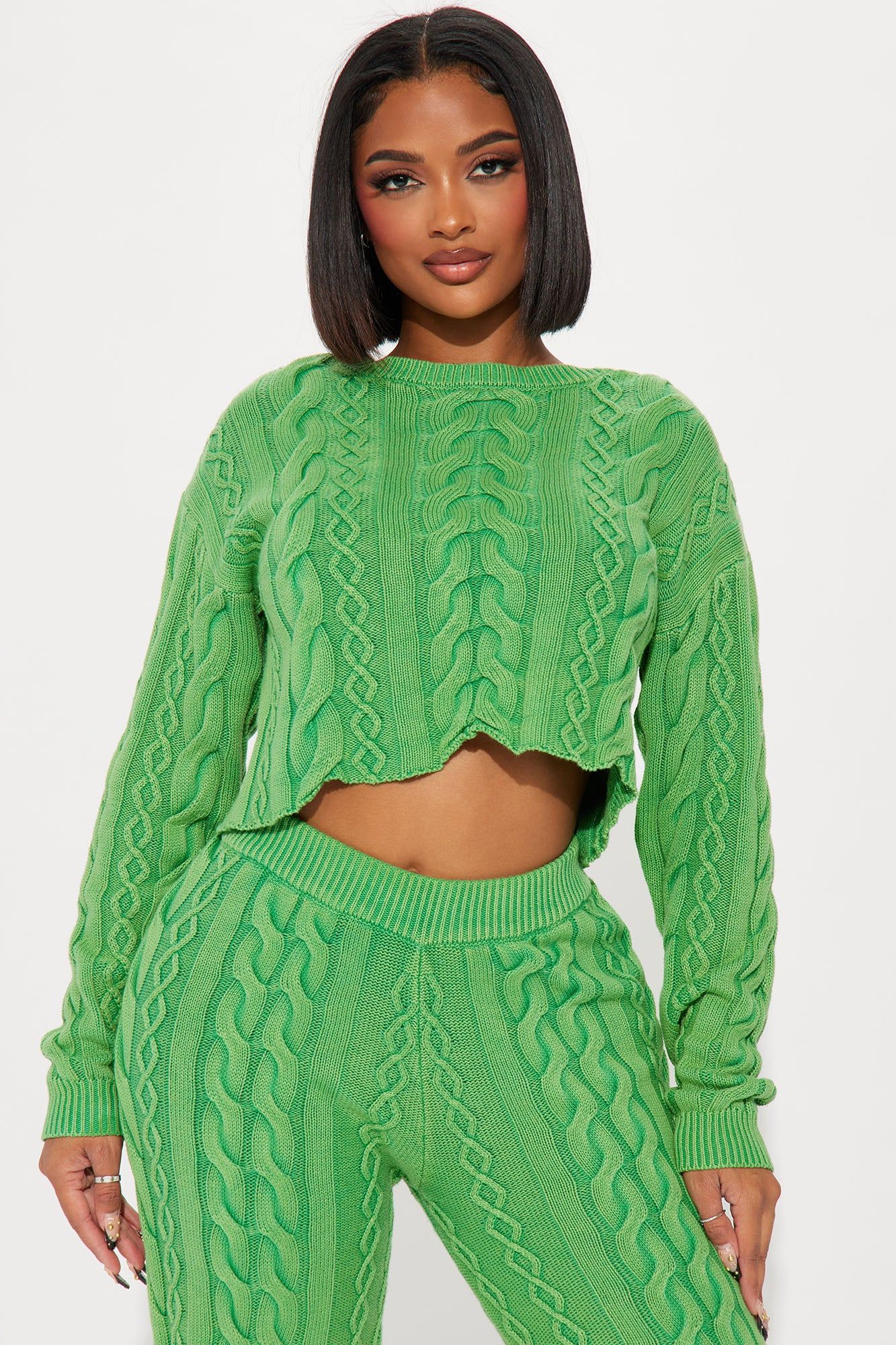 Ineza Mineral Wash Sweater Pant Set - Green sold by Fashion Nova product image thumbnail 2