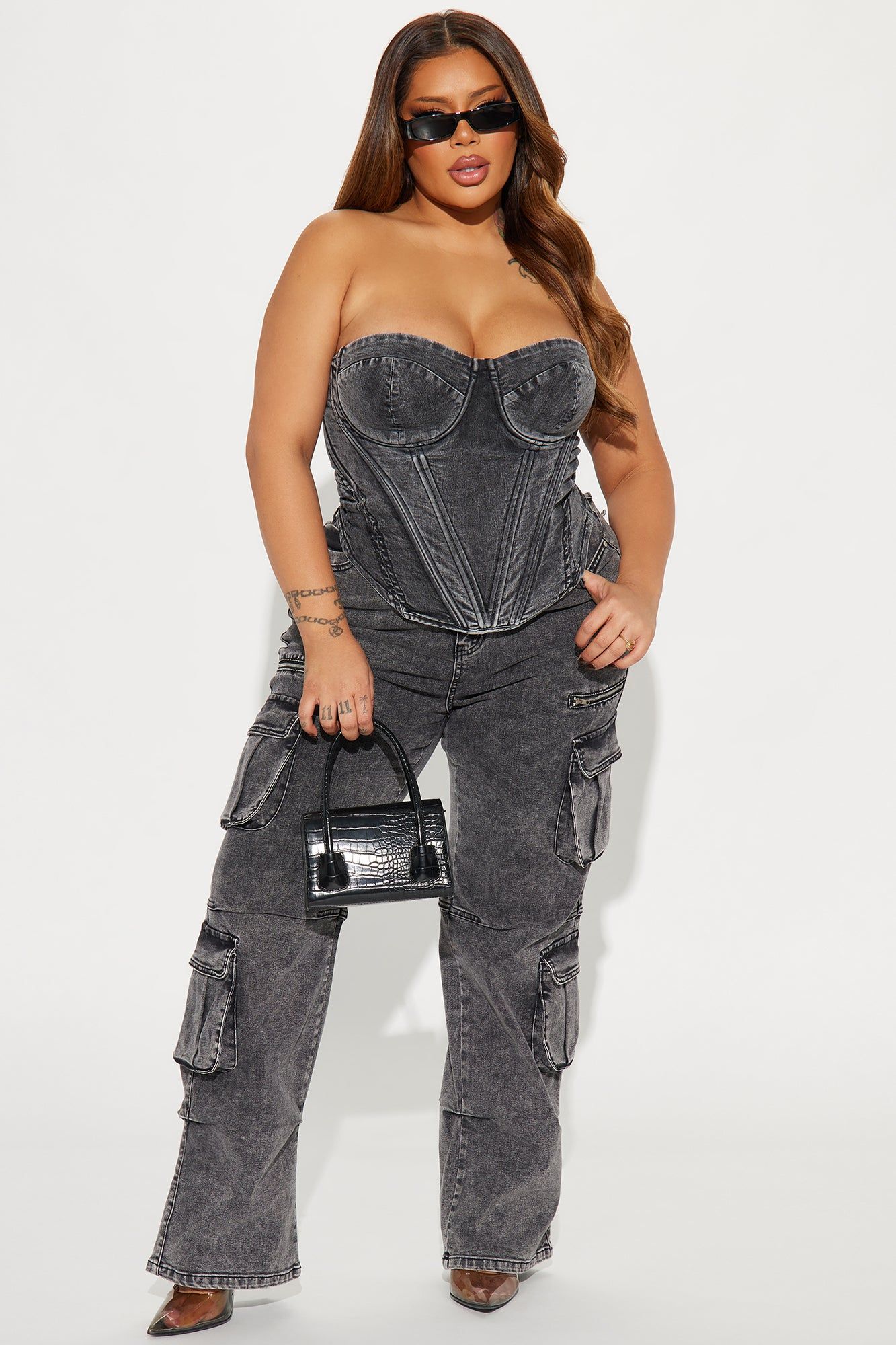 Bae For Tonight Denim Corset Top - Black Wash sold by Fashion Nova product image thumbnail 5