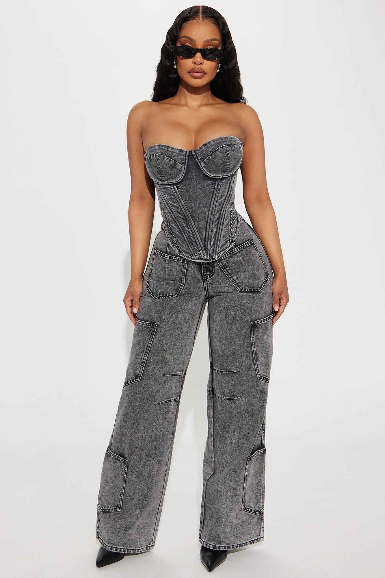 Bae For Tonight Denim Corset Top - Black Wash sold by Fashion Nova product image thumbnail 2