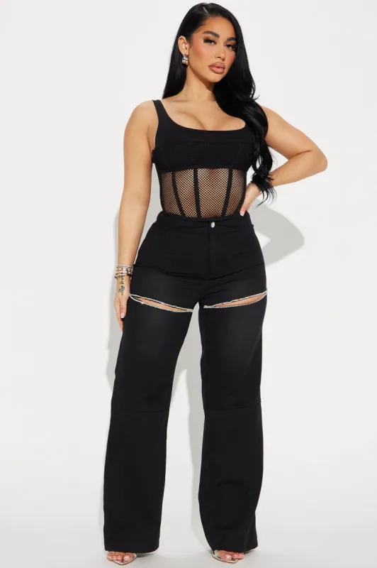 Swift Thinking Rhinestone Pant - Black sold by Fashion Nova