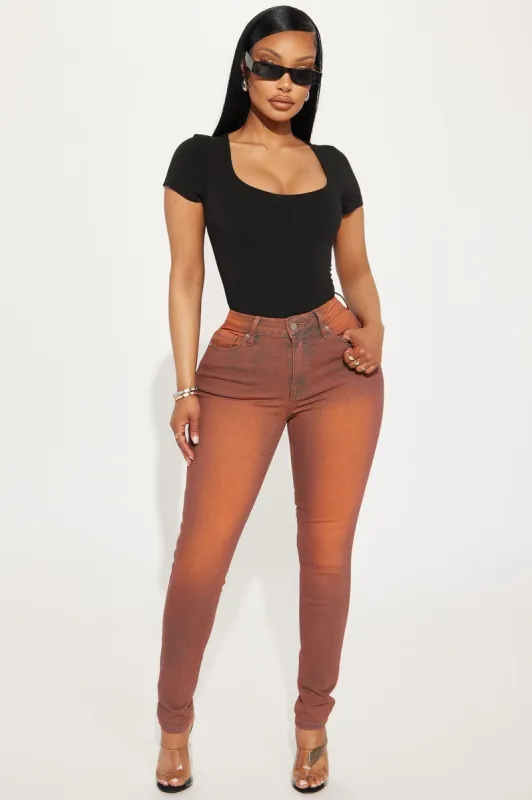 Hampton Tinted High Stretch Skinny Jeans - Orange sold by Fashion Nova