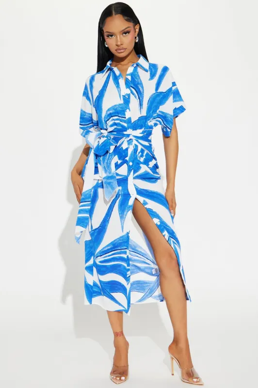 Paradise Challis Midi Dress - Blue/combo sold by Fashion Nova