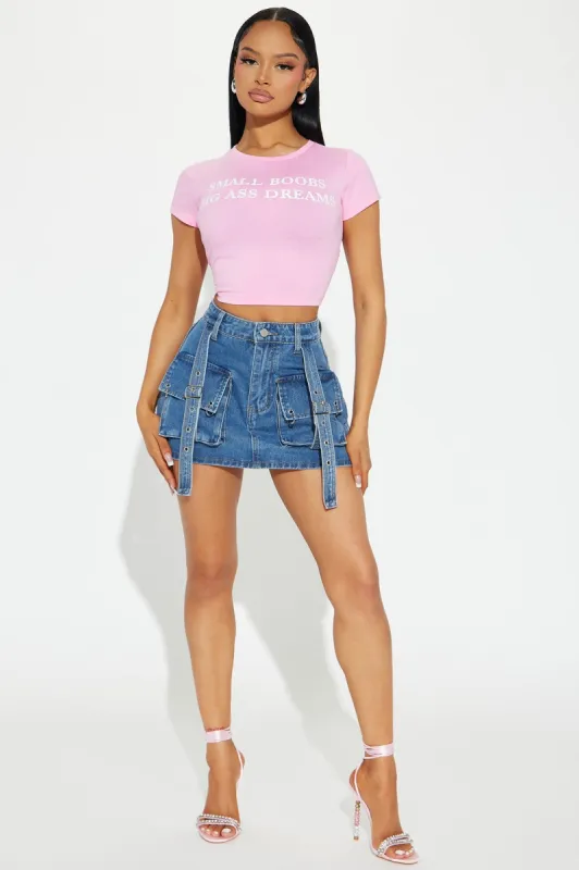 Trisha Denim Cargo Mini Skirt - Medium Wash sold by Fashion Nova