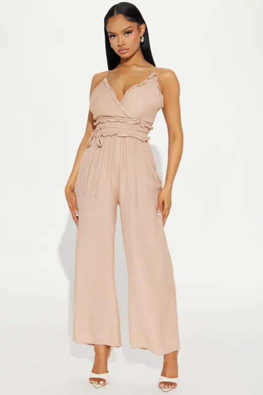 How I Like It Jumpsuit - Taupe sold by Fashion Nova