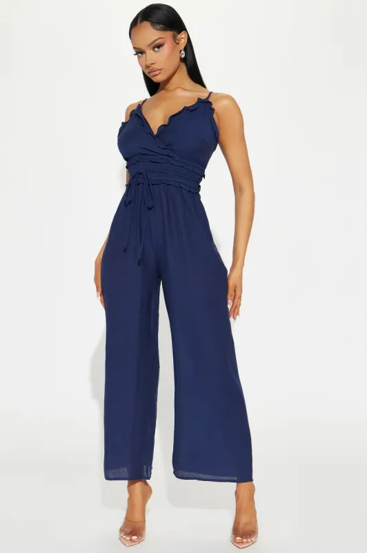 How I Like It Jumpsuit - Navy sold by Fashion Nova