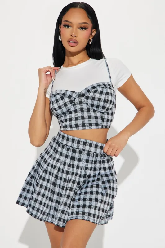 Lily Pleated Skirt Set - Black/combo sold by Fashion Nova