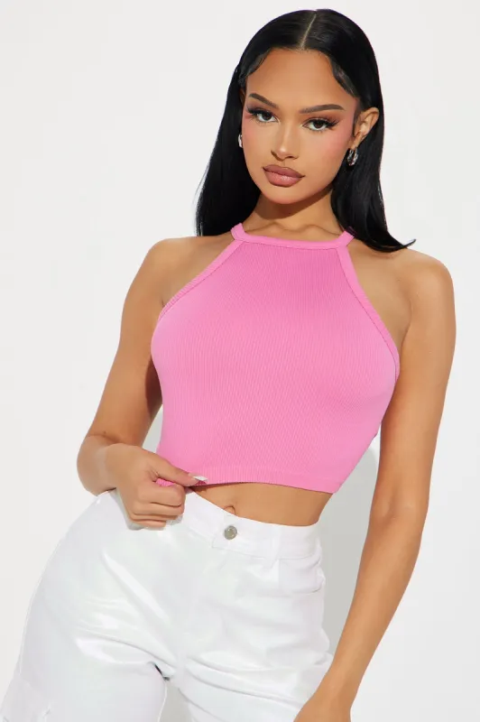 Naomi Ribbed Seamless Tank - Pink made by Fashion Nova
