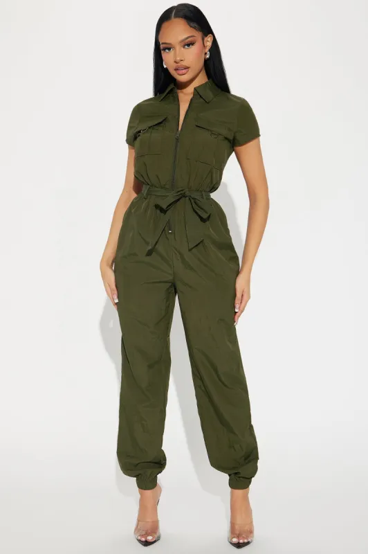 Lean On Me Jumpsuit - Olive sold by Fashion Nova