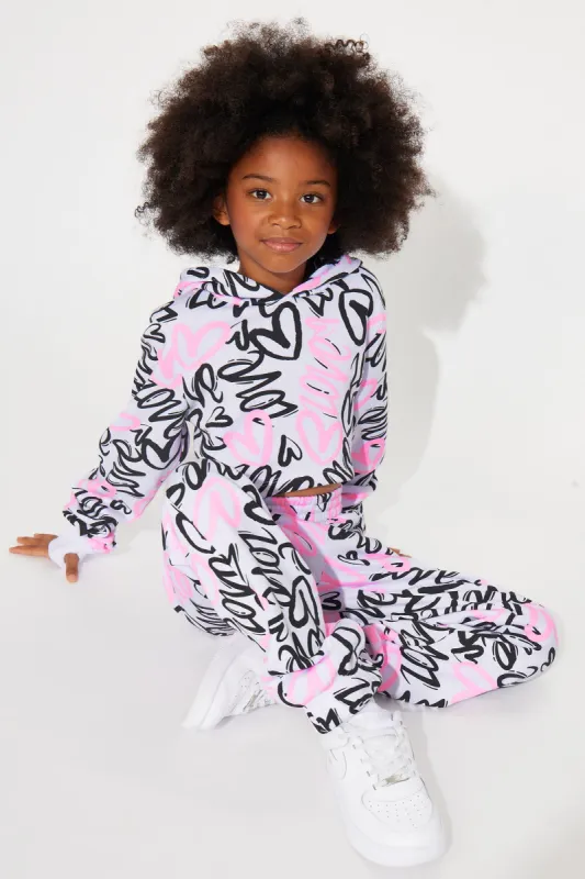 Mini Print Heart All Over Jogger Set - Multi Color sold by Fashion Nova