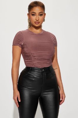 If Anything I'm Everything Ruched Top - Mauve made by Fashion Nova