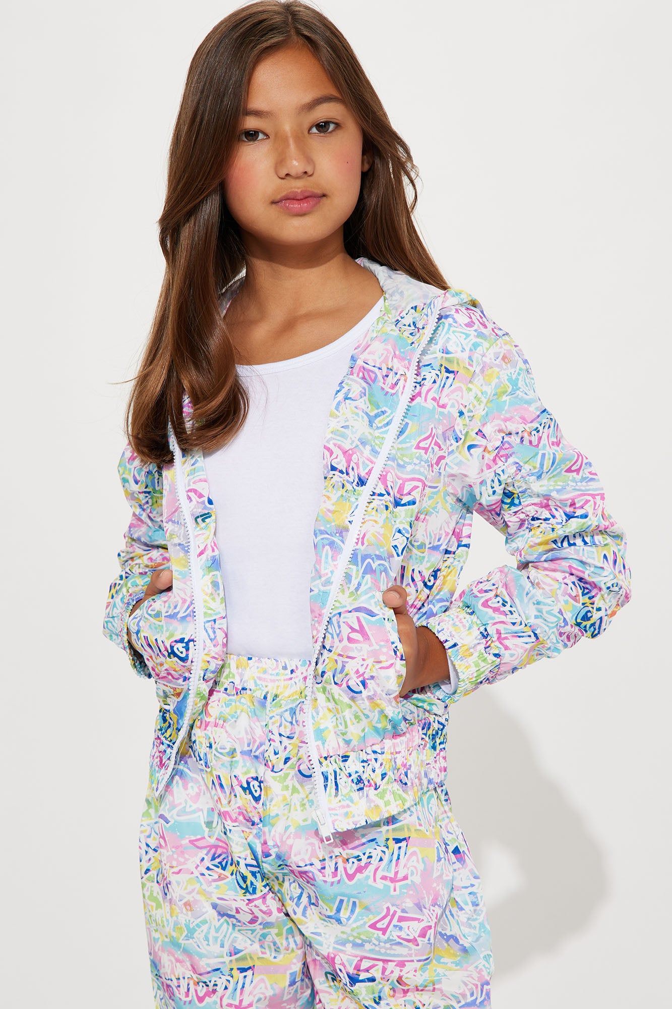 Mini Cozy Knit Zip Up Jogger Set - White/combo sold by Fashion Nova product image thumbnail 2