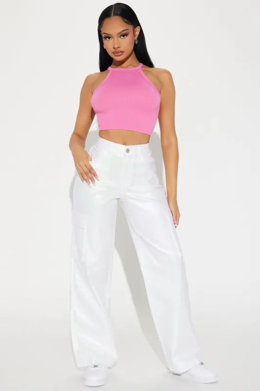 Glimmer Hero Wide Leg Cargo Pant - White sold by Fashion Nova
