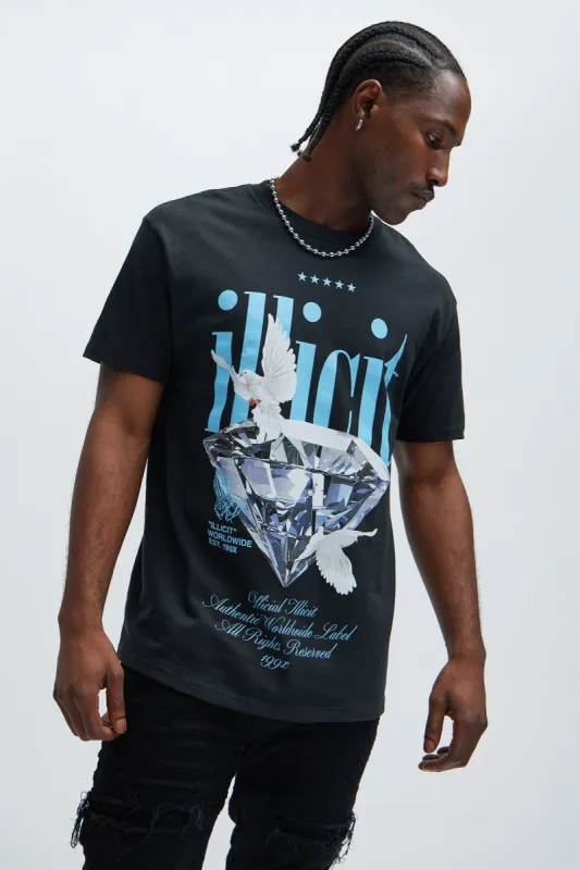 Illicit Short Sleeve Tee - Black sold by Fashion Nova