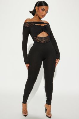 Jamie Lace Jumpsuit - Black sold by Fashion Nova