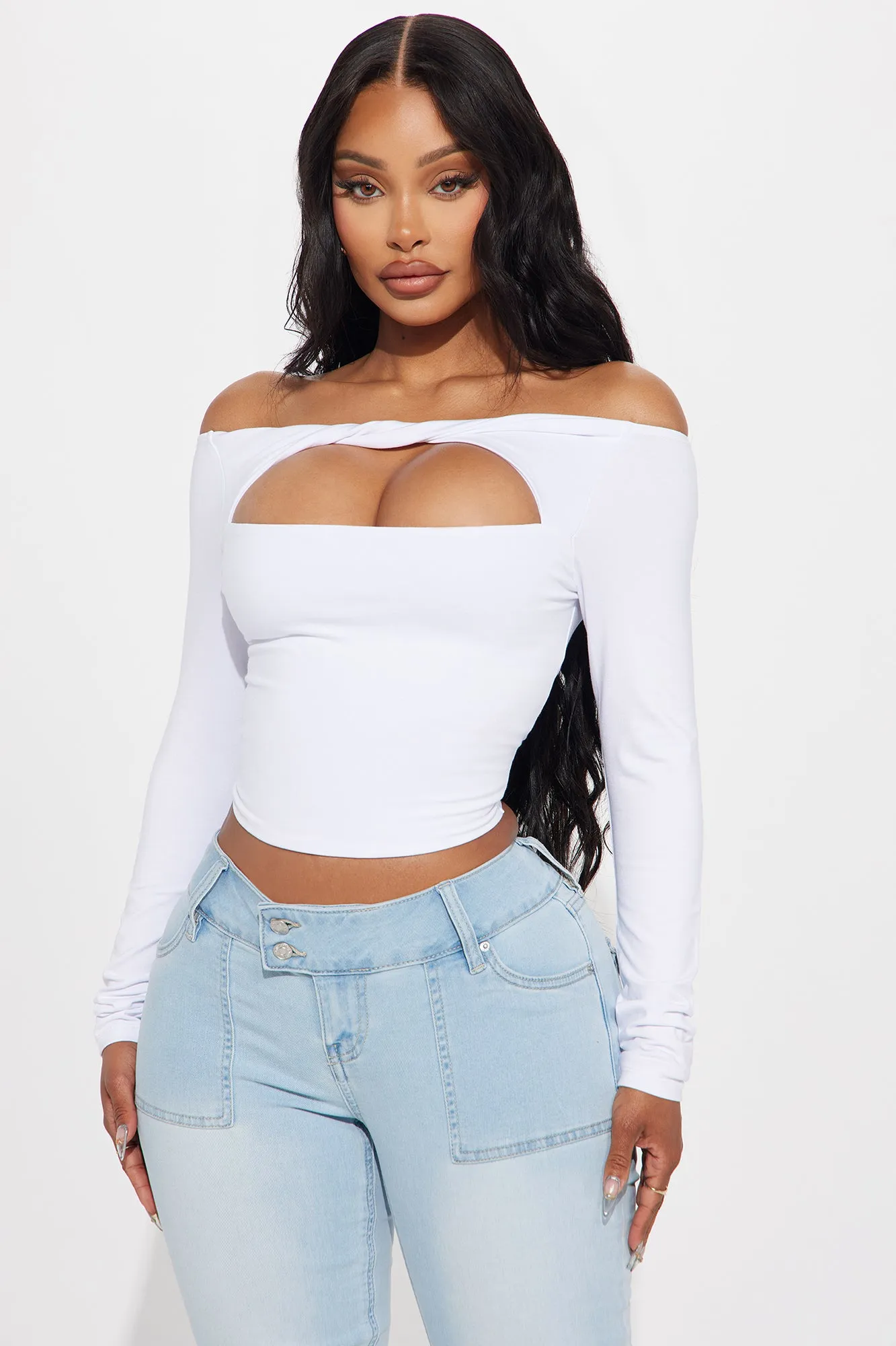 Fool For Love Off Shoulder Top - White sold by Fashion Nova