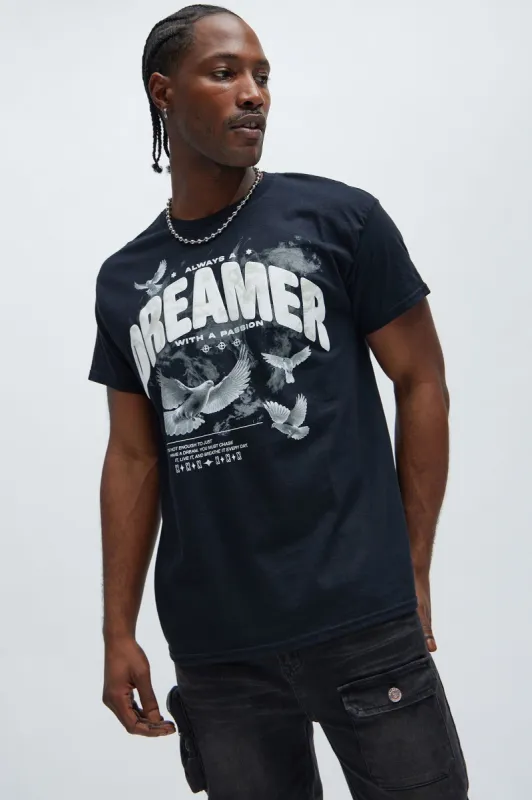 Always A Dreamer Short Sleeve Tee - Black made by Fashion Nova