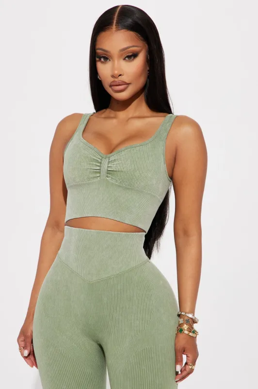 Rise Seamless Ribbed Sports Bra - Sage sold by Fashion Nova