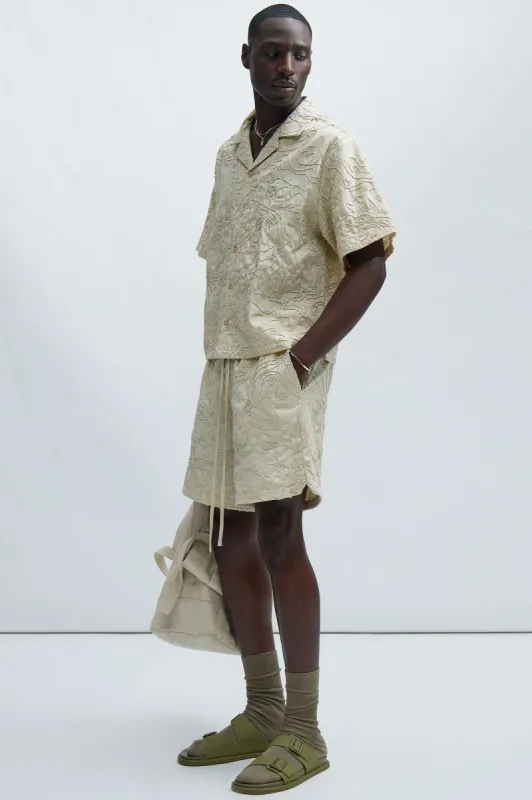 Swirl Jacquard Linen Shorts - Off White sold by Fashion Nova