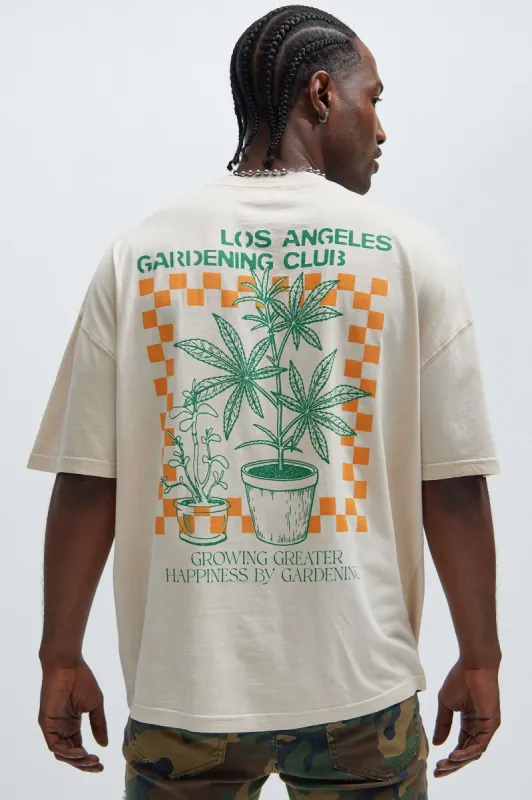 LA Gardening Club Oversize Short Sleeve Tee - Taupe sold by Fashion Nova