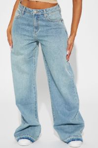 Sweet Release Tinted Baggy Jeans - Light Wash sold by Fashion Nova