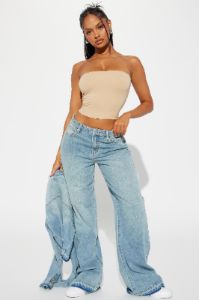 Sweet Release Tinted Baggy Jeans - Light Wash sold by Fashion Nova