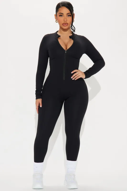 In Alignment Super Soft Active Jumpsuit - Black sold by Fashion Nova
