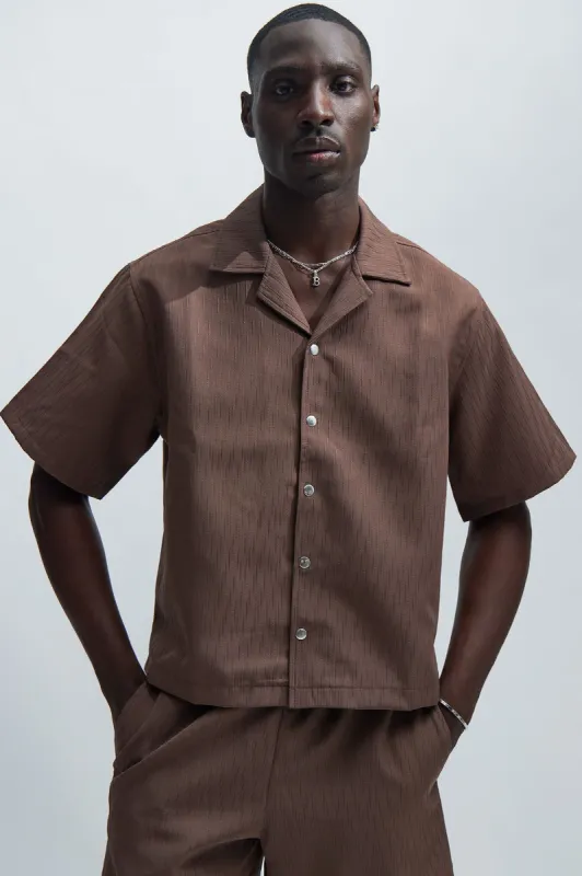 Arion Textured Shirt - Brown sold by Fashion Nova