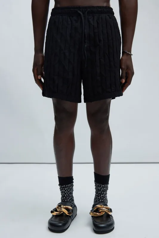 Atticus Textured Warmup Shorts - Black sold by Fashion Nova