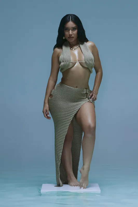 Look My Way Crochet Skirt Set - Taupe sold by Fashion Nova