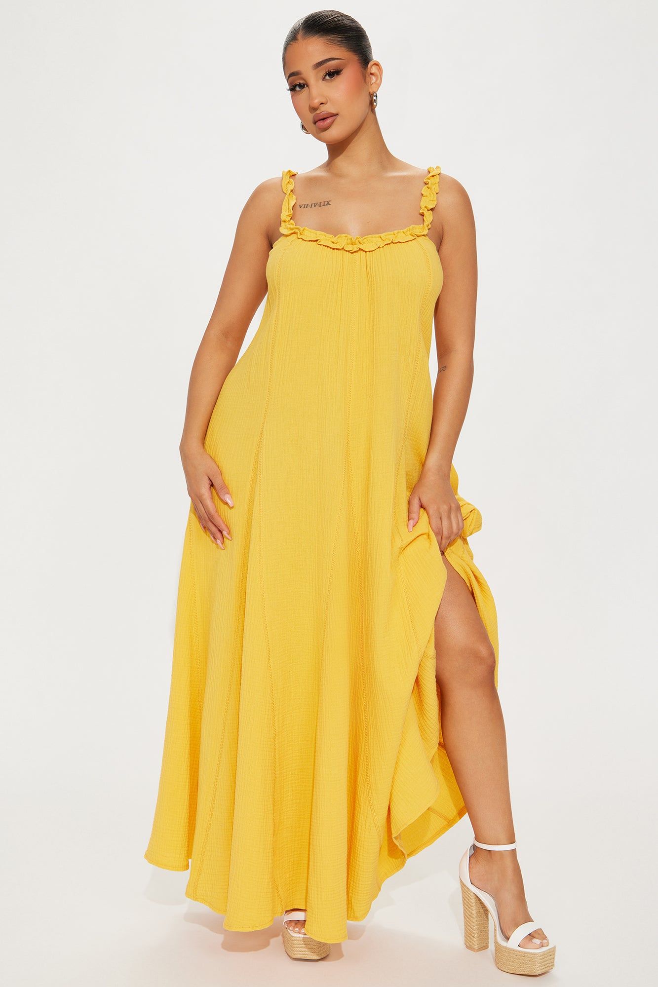 Heide Maxi Dress - Mustard sold by Fashion Nova