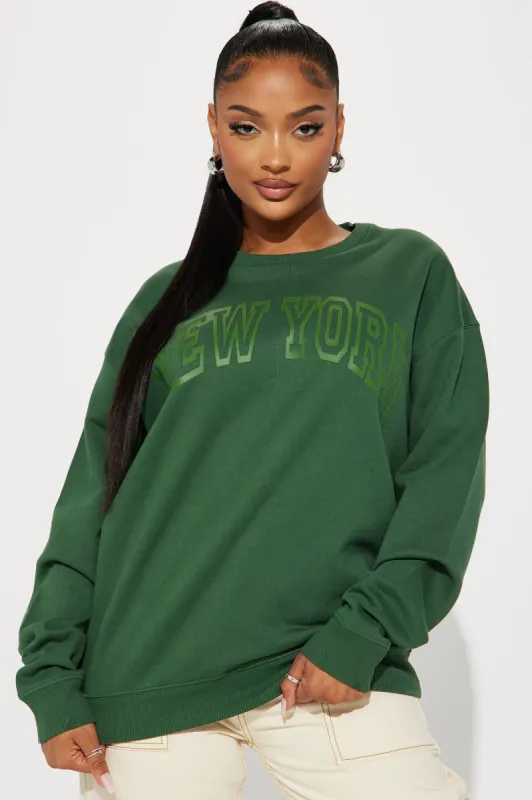 New York High Density Screen Sweatshirt - Hunter made by Fashion Nova