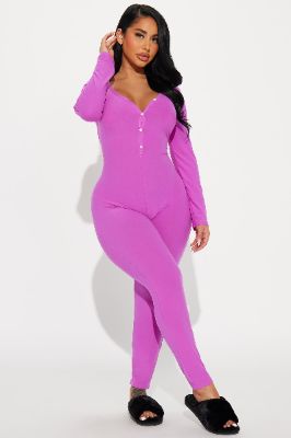 Malibu PJ Jumpsuit Onesie - Purple sold by Fashion Nova