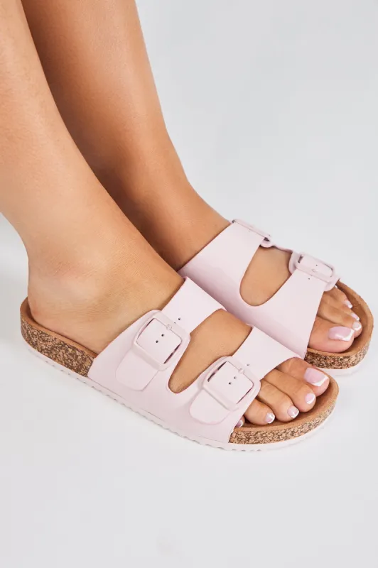 Adriana Buckle Slides - Pink sold by Fashion Nova