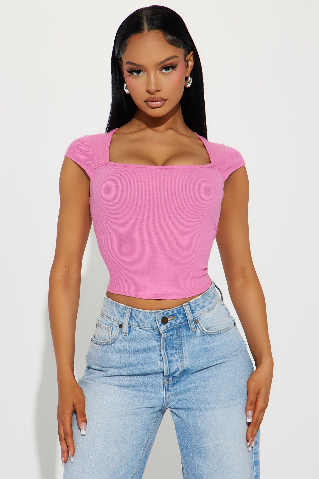 Sabrina Square Neck Tee - Pink sold by Fashion Nova