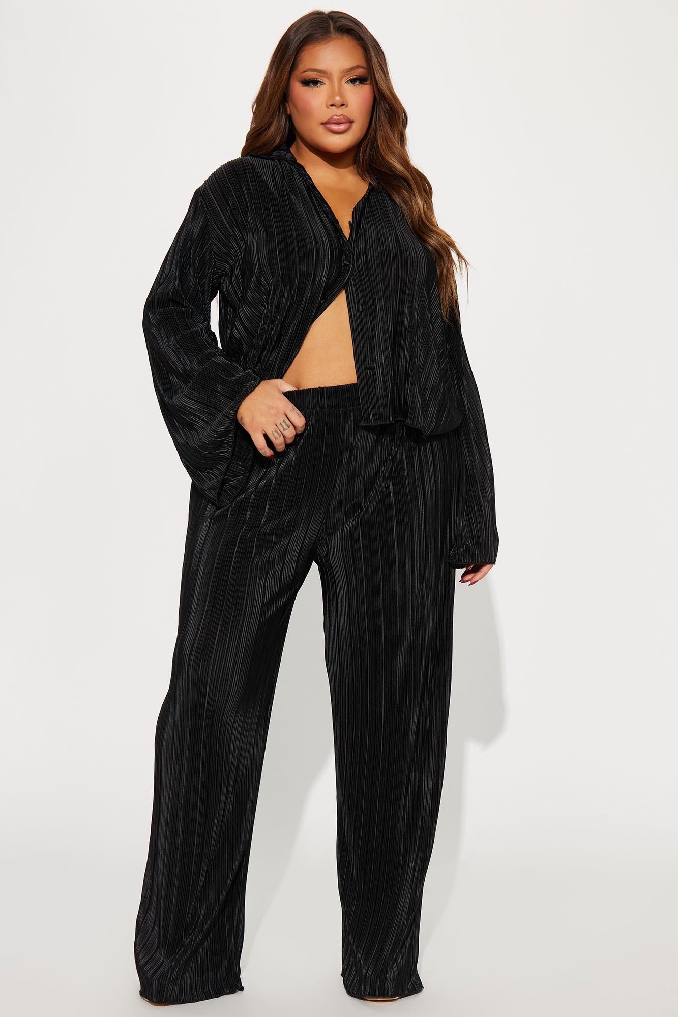Simply Yours Plisse Pant Set - Black sold by Fashion Nova product image thumbnail 4