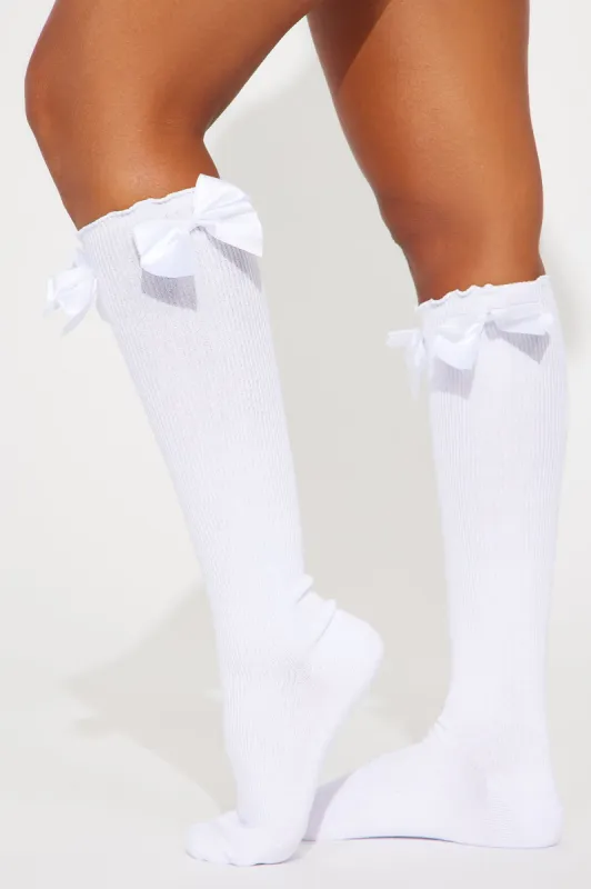 Missy Bow Socks - White sold by Fashion Nova