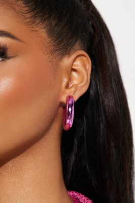 Midnight Hours Earrings - Fuchsia made by Fashion Nova