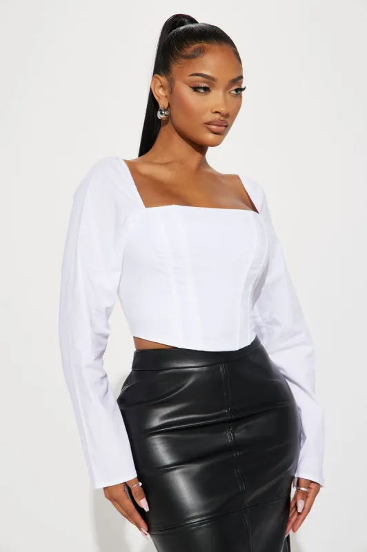 Always My Desire  Poplin Corset Top - White sold by Fashion Nova