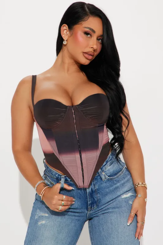 Loved Up Corset Top - Mauve/combo sold by Fashion Nova