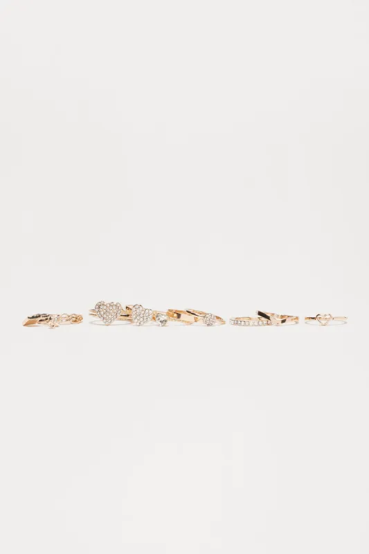 Locket In My Pocket 9 Piece Ring Set - Gold sold by Fashion Nova