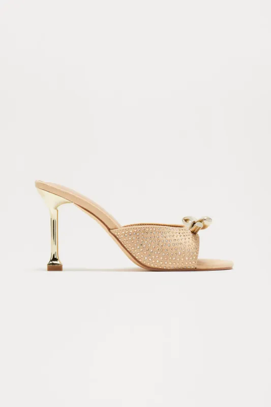 Ember Rhinestone Mules - Gold sold by Fashion Nova