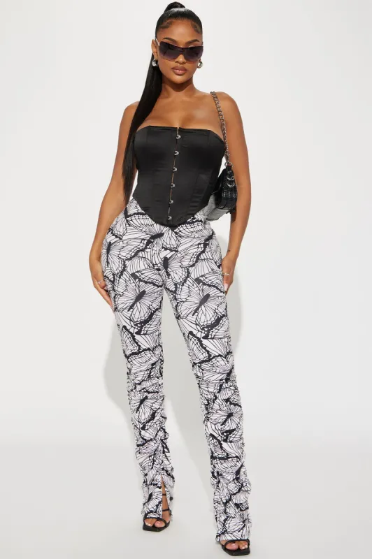 Free Your Mind Stacked Pant - Black/White sold by Fashion Nova