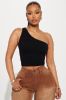 Amelia One Shoulder Seamless Top - Black sold by Fashion Nova