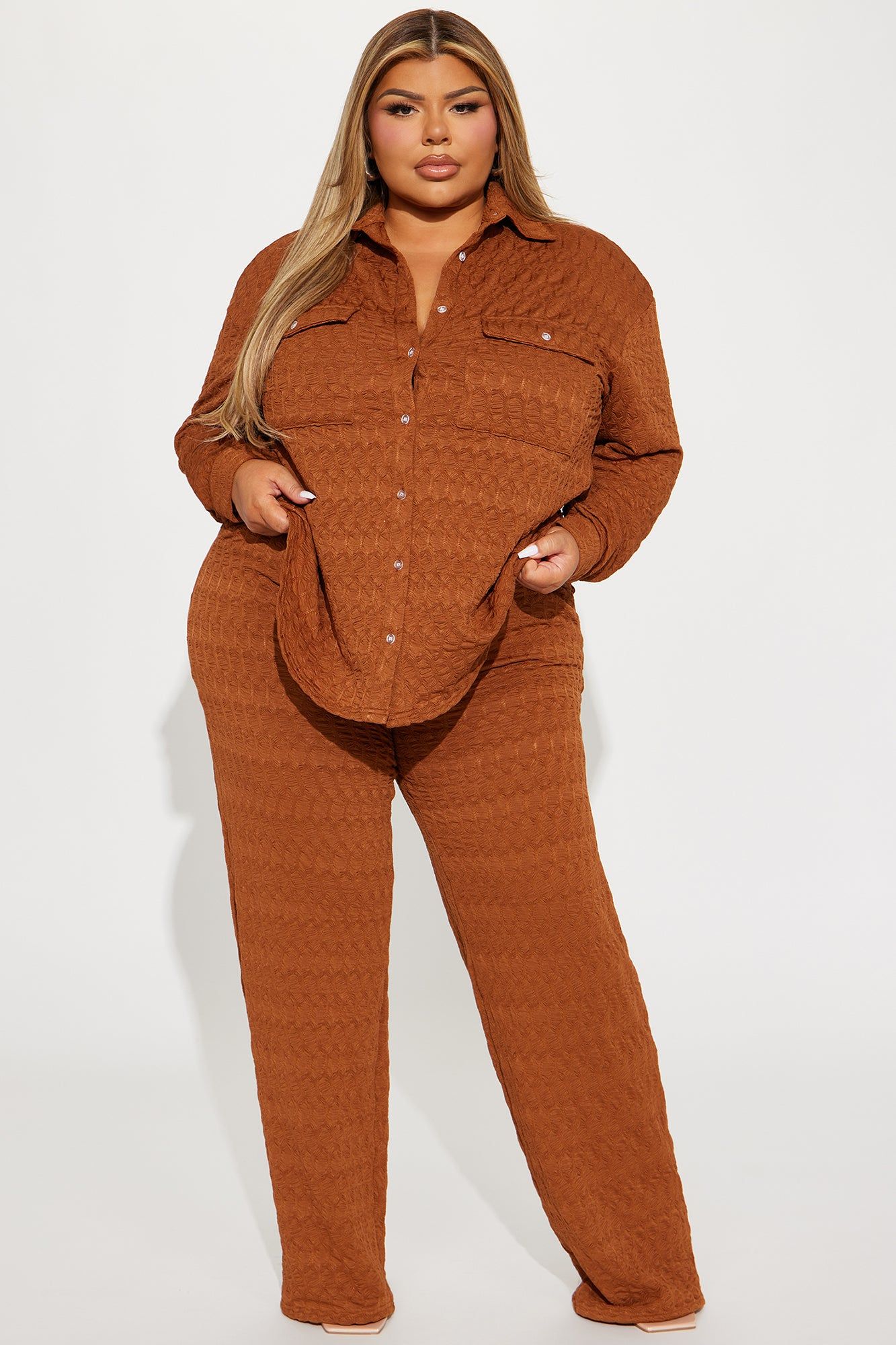 Giana Textured Pant Set - Cognac sold by Fashion Nova product image thumbnail 4