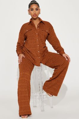 Giana Textured Pant Set - Cognac sold by Fashion Nova