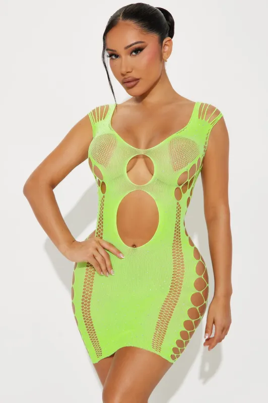 Ayla Rhinestone Dress Bodystocking - Lime sold by Fashion Nova